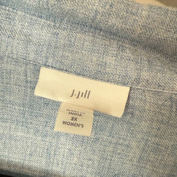 J.Jill Women's Shirt Top Blouse Button Down Light Blue Plus 2X Flowy Lightweight - Picture 3 of 9
